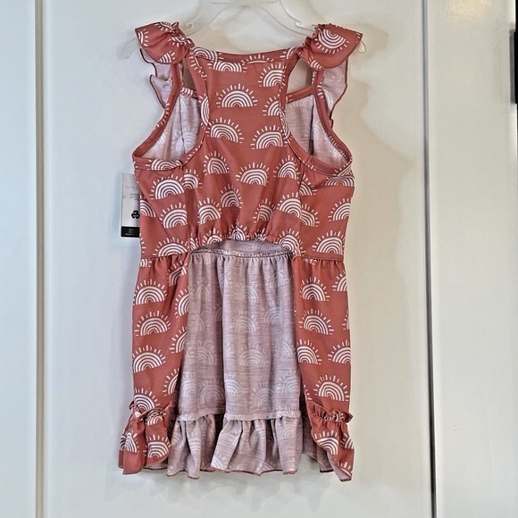 Dog Pet Dress LARGE Rainbows‎ DUSTY PINK Ruffle Sundress Cottage Milkmaid Boho - Picture 2 of 9